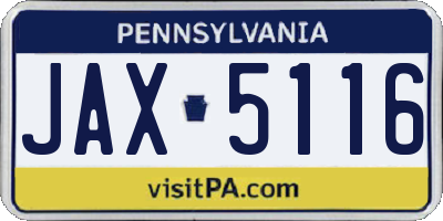 PA license plate JAX5116