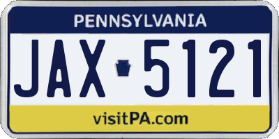 PA license plate JAX5121