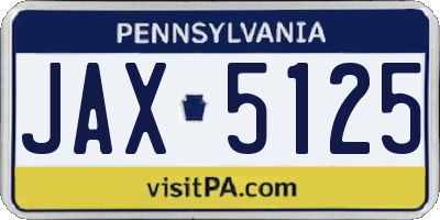 PA license plate JAX5125