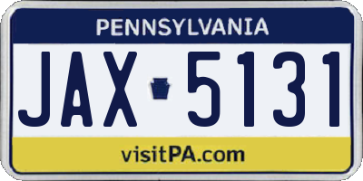 PA license plate JAX5131