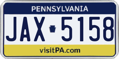 PA license plate JAX5158