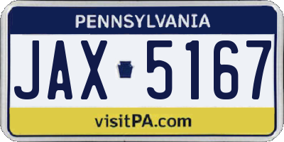 PA license plate JAX5167
