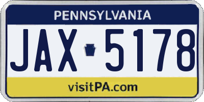PA license plate JAX5178
