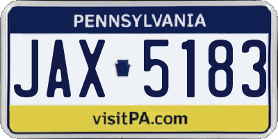 PA license plate JAX5183
