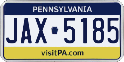 PA license plate JAX5185