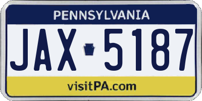 PA license plate JAX5187