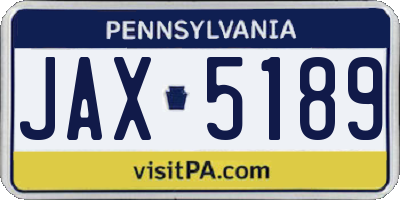 PA license plate JAX5189