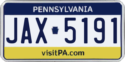 PA license plate JAX5191