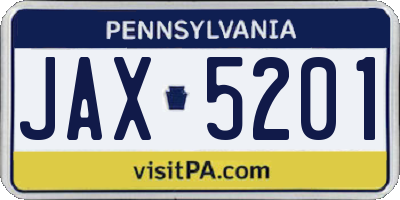 PA license plate JAX5201