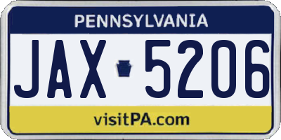 PA license plate JAX5206