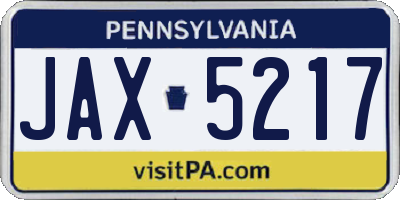 PA license plate JAX5217