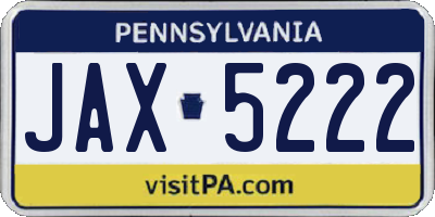 PA license plate JAX5222