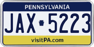 PA license plate JAX5223