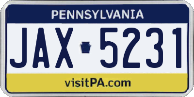 PA license plate JAX5231