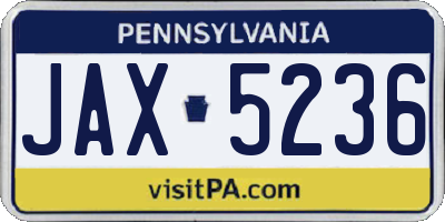 PA license plate JAX5236