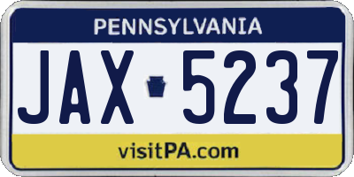 PA license plate JAX5237