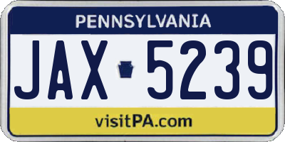 PA license plate JAX5239