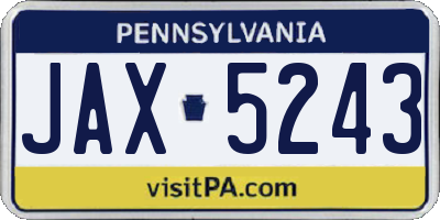 PA license plate JAX5243