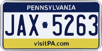 PA license plate JAX5263