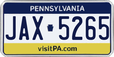 PA license plate JAX5265