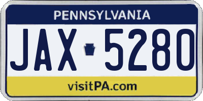 PA license plate JAX5280