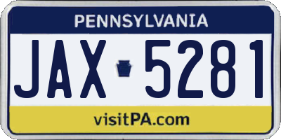 PA license plate JAX5281