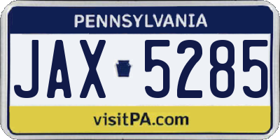 PA license plate JAX5285