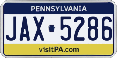 PA license plate JAX5286