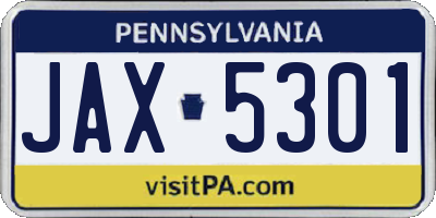 PA license plate JAX5301