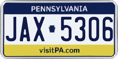 PA license plate JAX5306