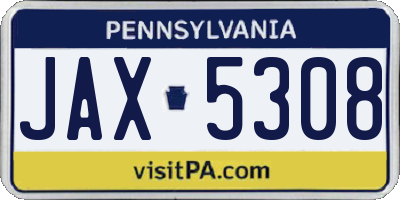 PA license plate JAX5308