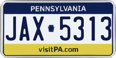 PA license plate JAX5313