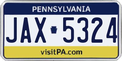 PA license plate JAX5324