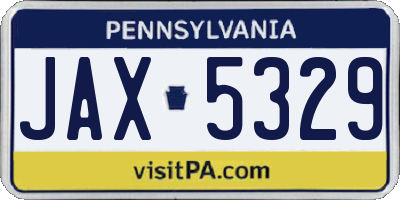 PA license plate JAX5329