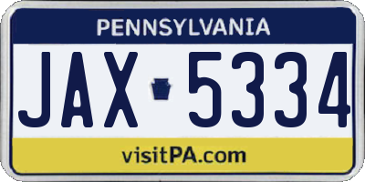 PA license plate JAX5334