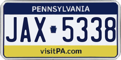 PA license plate JAX5338