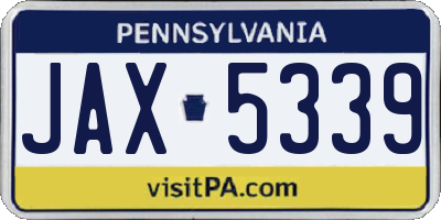 PA license plate JAX5339