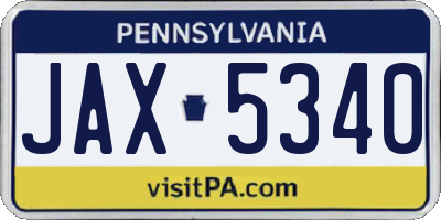 PA license plate JAX5340