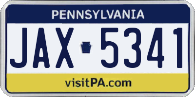 PA license plate JAX5341