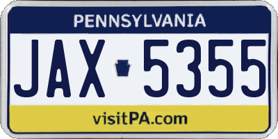 PA license plate JAX5355