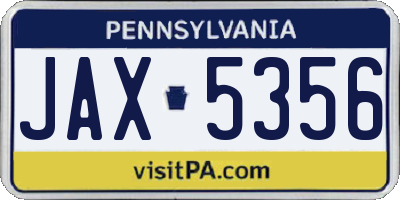PA license plate JAX5356