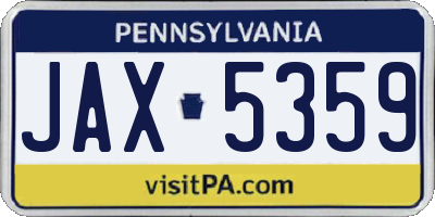 PA license plate JAX5359
