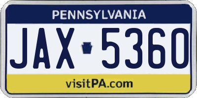PA license plate JAX5360