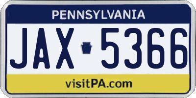 PA license plate JAX5366