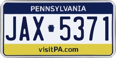 PA license plate JAX5371