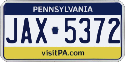 PA license plate JAX5372