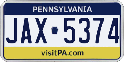 PA license plate JAX5374