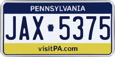 PA license plate JAX5375