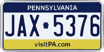 PA license plate JAX5376