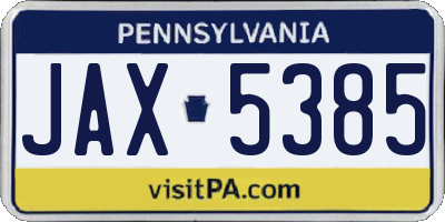 PA license plate JAX5385